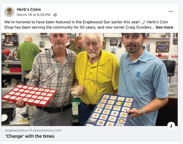 In the News: Herb’s Coin Shop Marks 50 Years in Port Charlotte