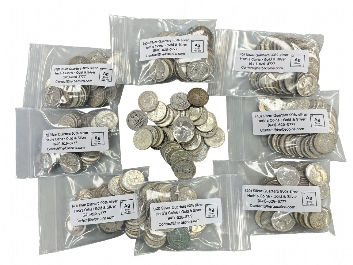 $10 Face Value 90% Silver Quarters